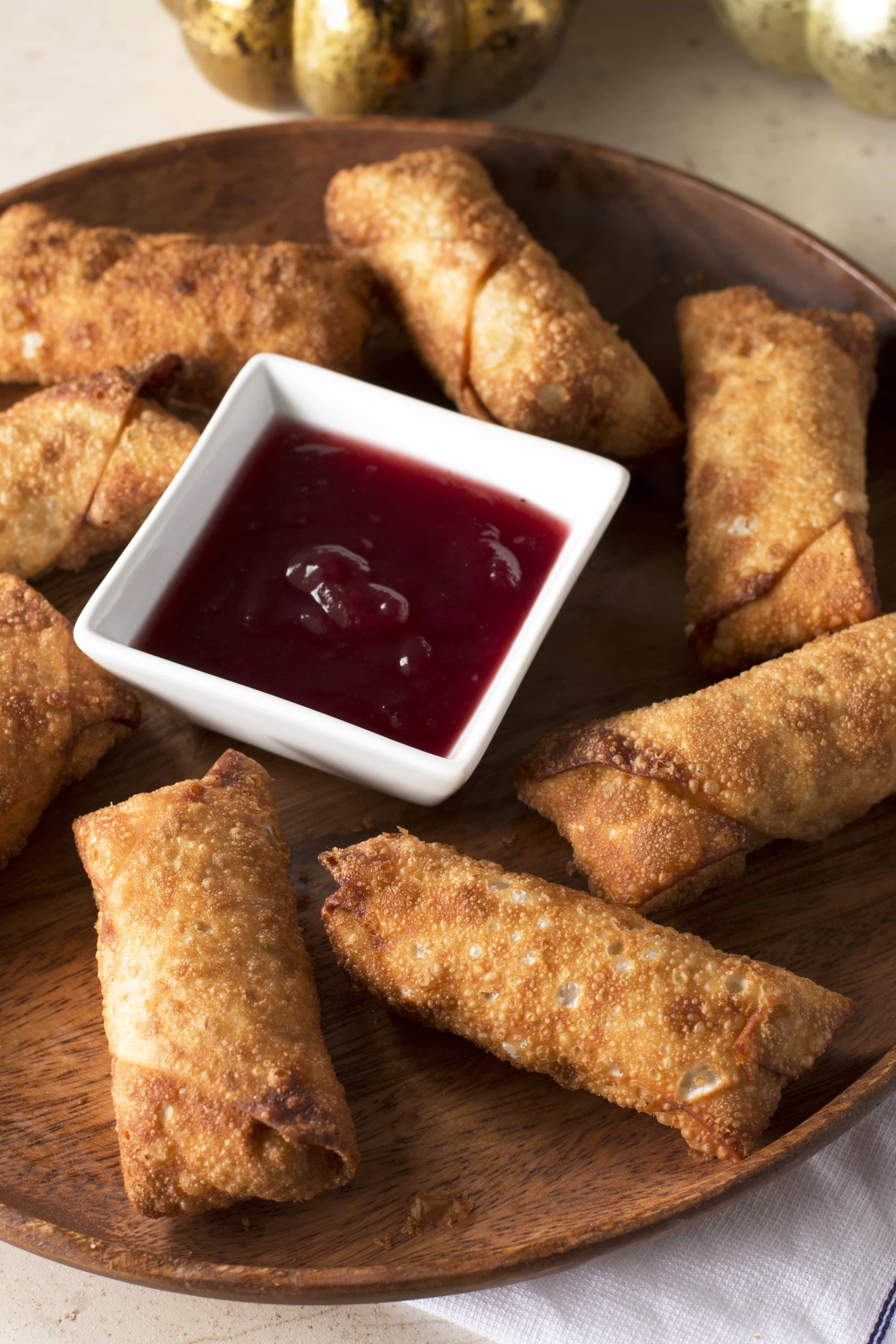 Thanksgiving Leftover Stuffed Egg Rolls & Cranberry Dipping Sauce ...