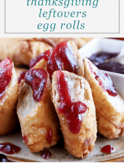 Thanksgiving Leftover Stuffed Egg Rolls with Cranberry Dipping Sauce