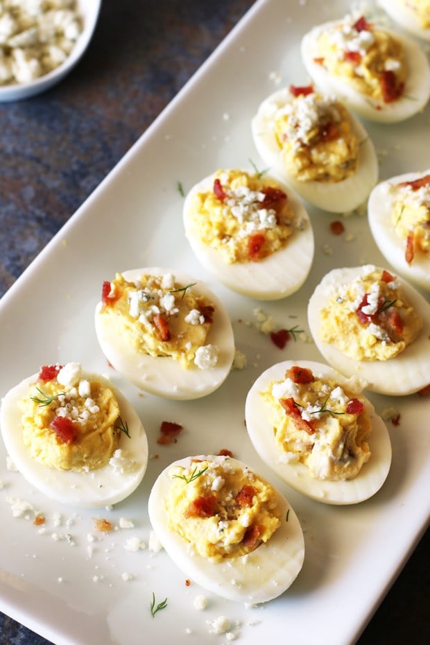 Bacon and Blue Deviled Eggs | Cake 'n Knife