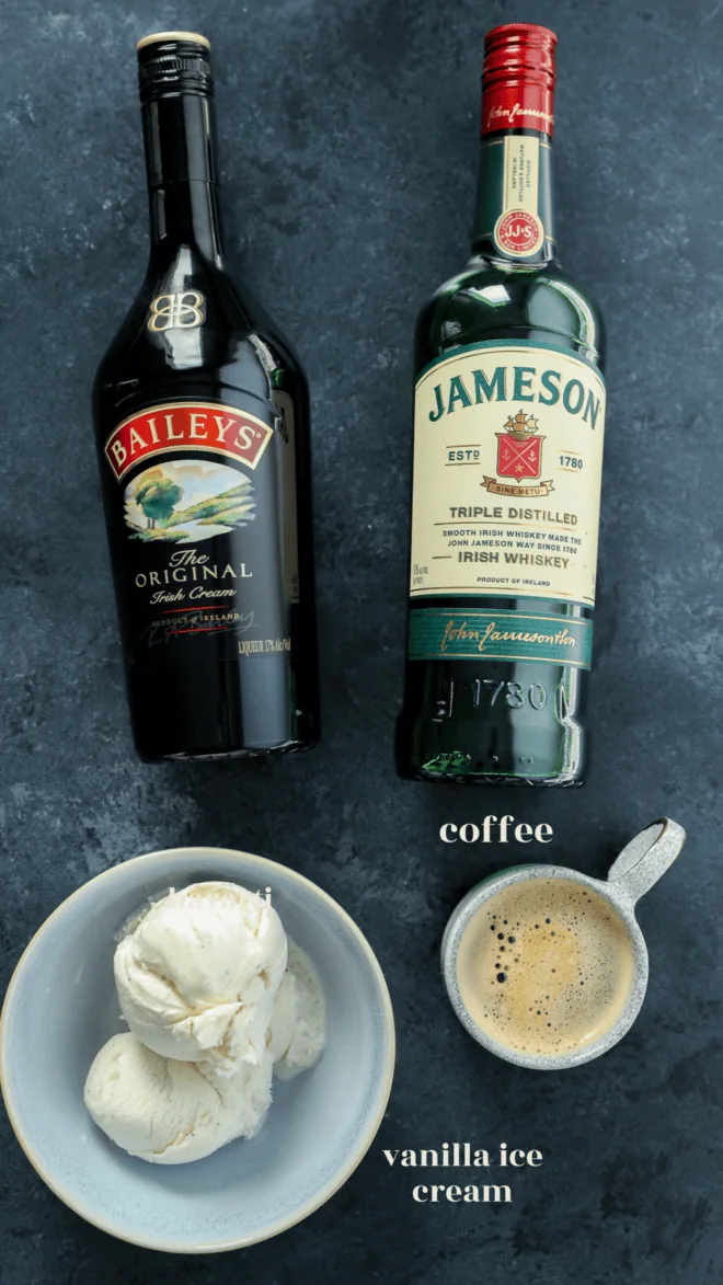 baileys coffee milkshake ingredients with text labels