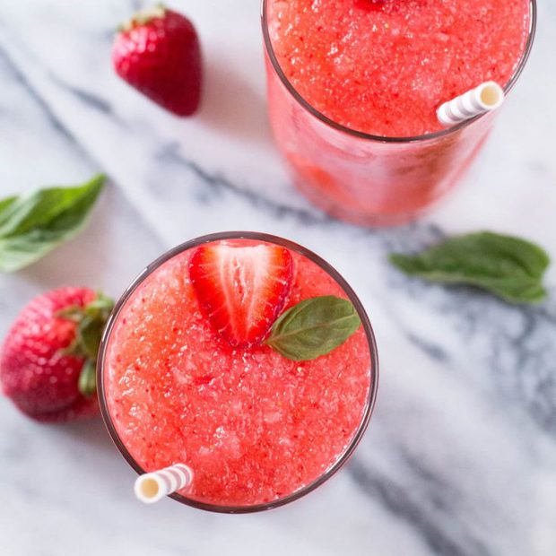 Strawberry Basil Frozen Daiquiris