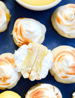 shortbread cookies with lemon curd and whipped meringue on top