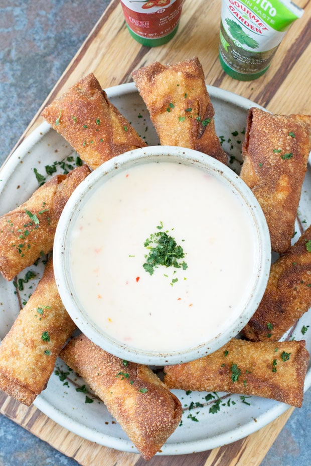 Chorizo Egg Rolls with Spicy Queso Dipping Sauce Cake 'n Knife