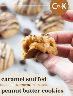 Caramel Stuffed Peanut Butter Cookies Pinterest Pin