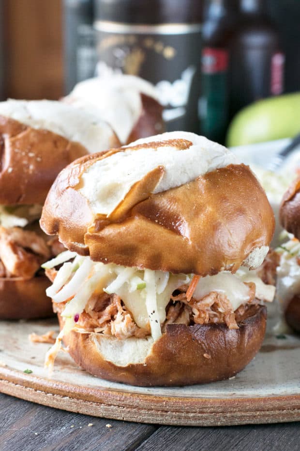 Slow Cooker Apple Cider Chicken Sliders | Cake 'n Knife