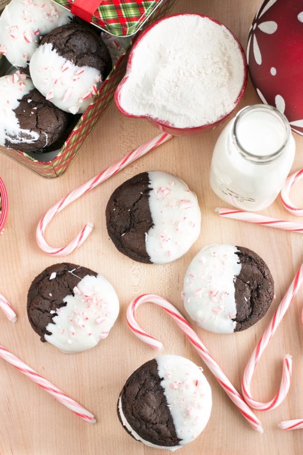 White Chocolate Dipped Chocolate Cookies with Peppermint - Curly Girl  Kitchen