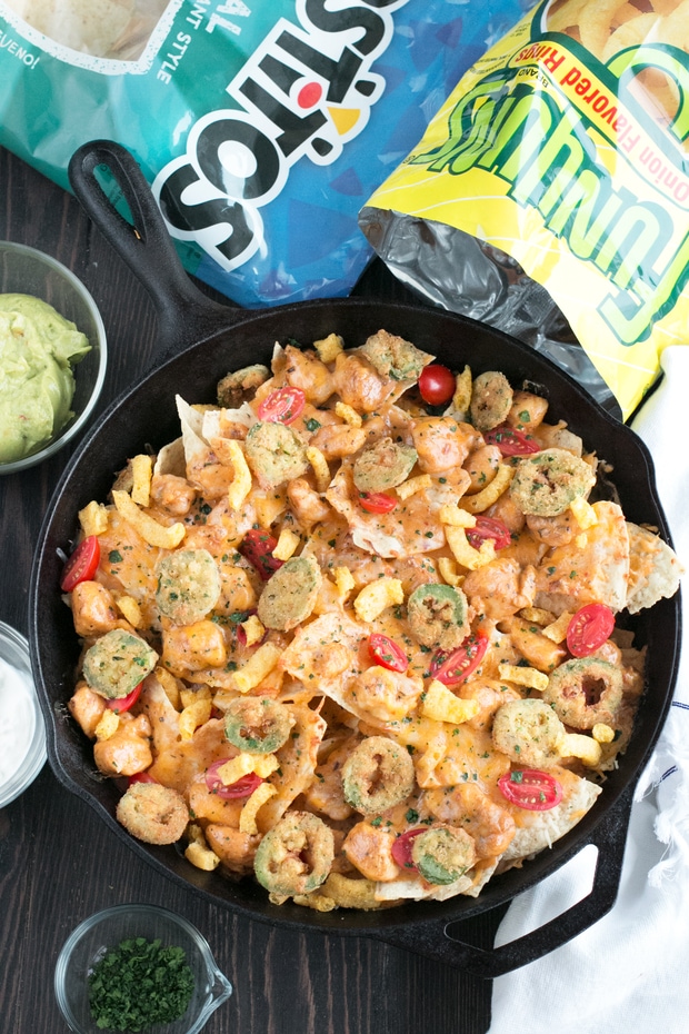 Triple Layer Chipotle Chicken Queso Nachos with Fried Jalapeños | Cake ...