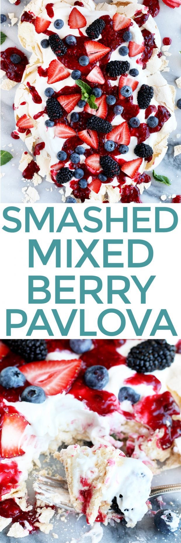 Smashed Mixed Berry Pavlova - Cake 'n Knife