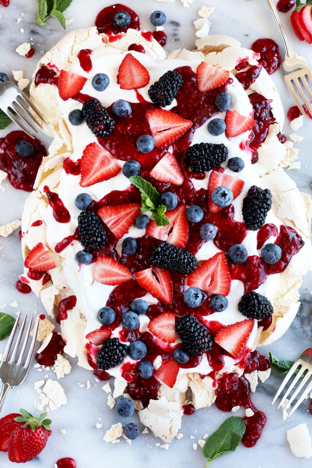 Smashed Mixed Berry Pavlova Recipe | Cake 'n Knife