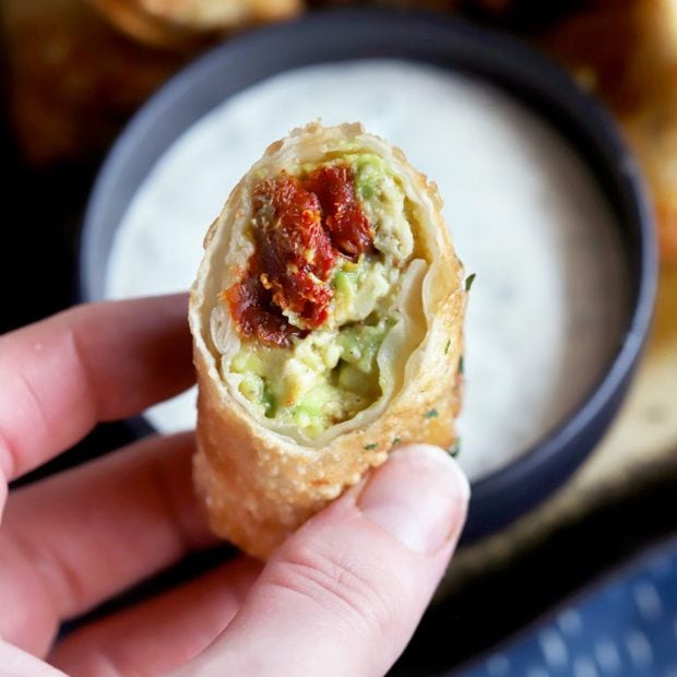 Avocado Sun-Dried Tomato Chicken Egg Rolls