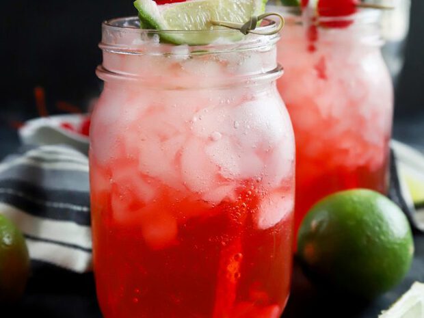 Cherry Lime Cocktail (spiked cherry limeade!)