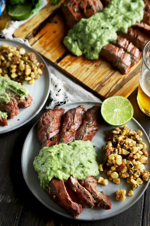 Chipotle Lime Flank Steak with Creamy Avocado Salsa | Cake 'n Knife