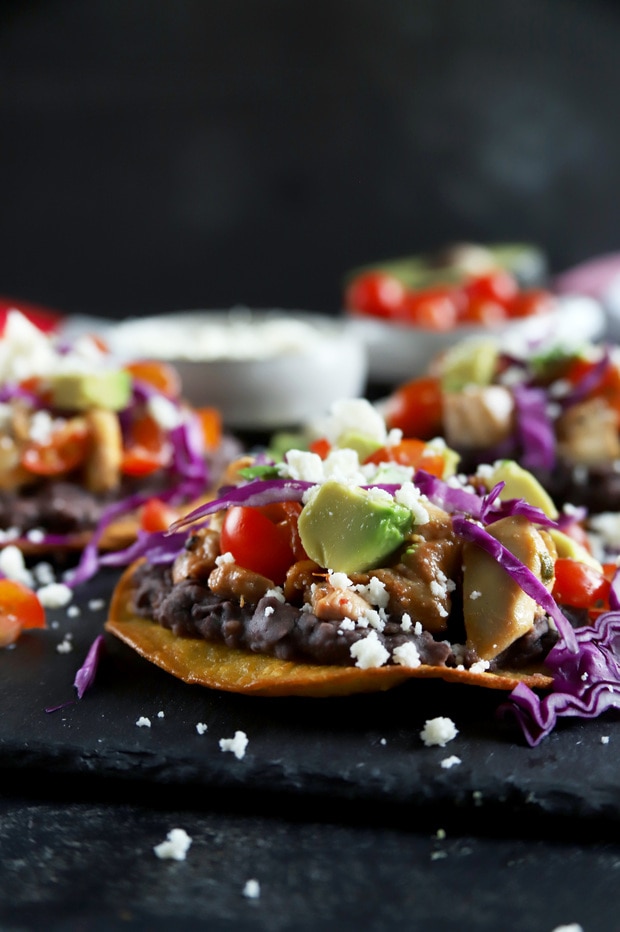 Pollo Asado Chicken Tostadas with Black Beans | Cake 'n Knife