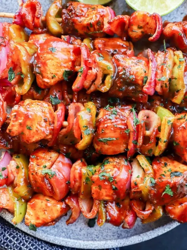 grilled chipotle bbq chicken skewers