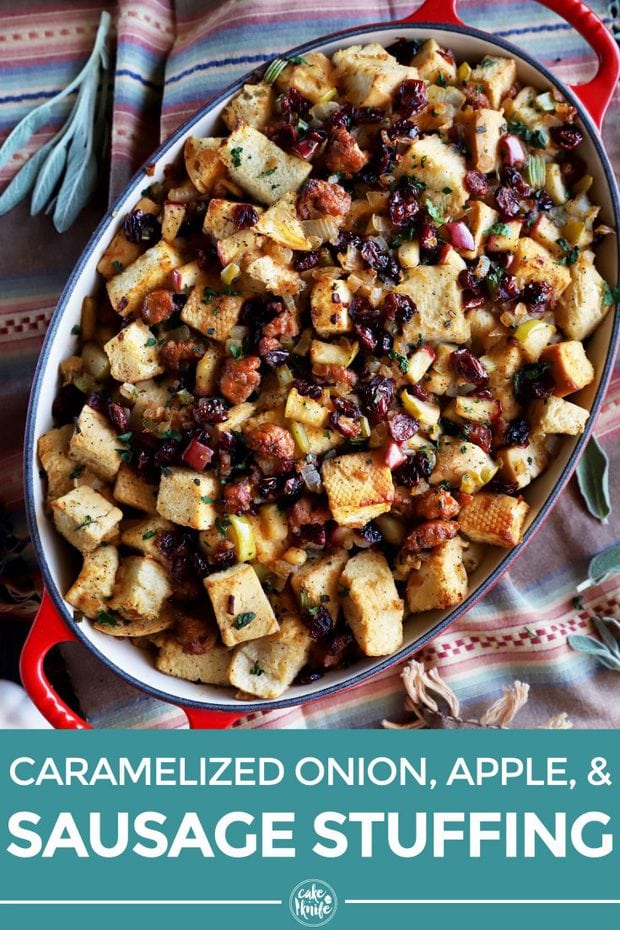 Caramelized Onion, Apple, & Sausage Stuffing | Cake 'n Knife