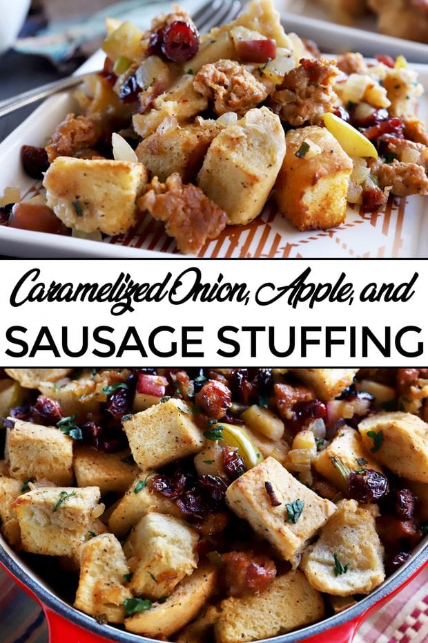 Caramelized Onion, Apple, & Sausage Stuffing | Cake 'n Knife