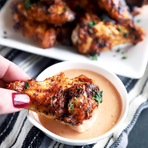 Dry Rub Wings with BBQ Blue Cheese Sauce | Cake 'n Knife