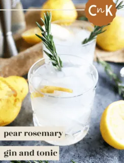 Pear Rosemary Gin and Tonic Pinterest Graphic