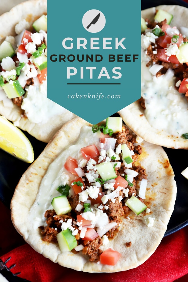 Pinterest image of ground beef pitas