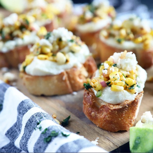 Grilled Mexican Street Corn Crostini | Cake 'n Knife