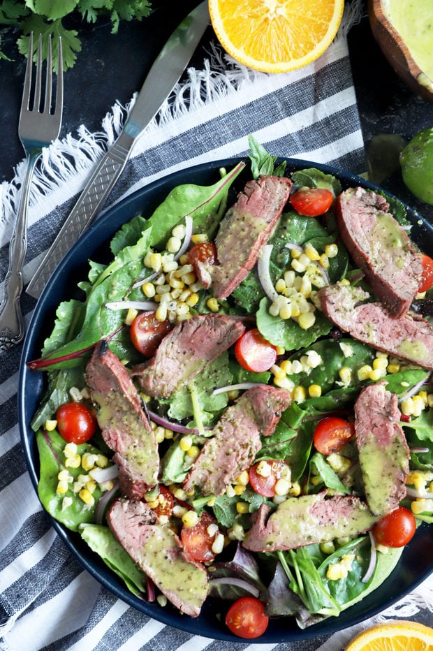 Mojo Steak Salad With Grilled Corn | Cake 'n Knife