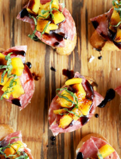 Thumbnail image salami peach ricotta crostini