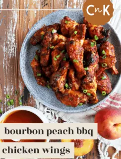 Bourbon Peach BBQ Chicken Wings Pinterest Image