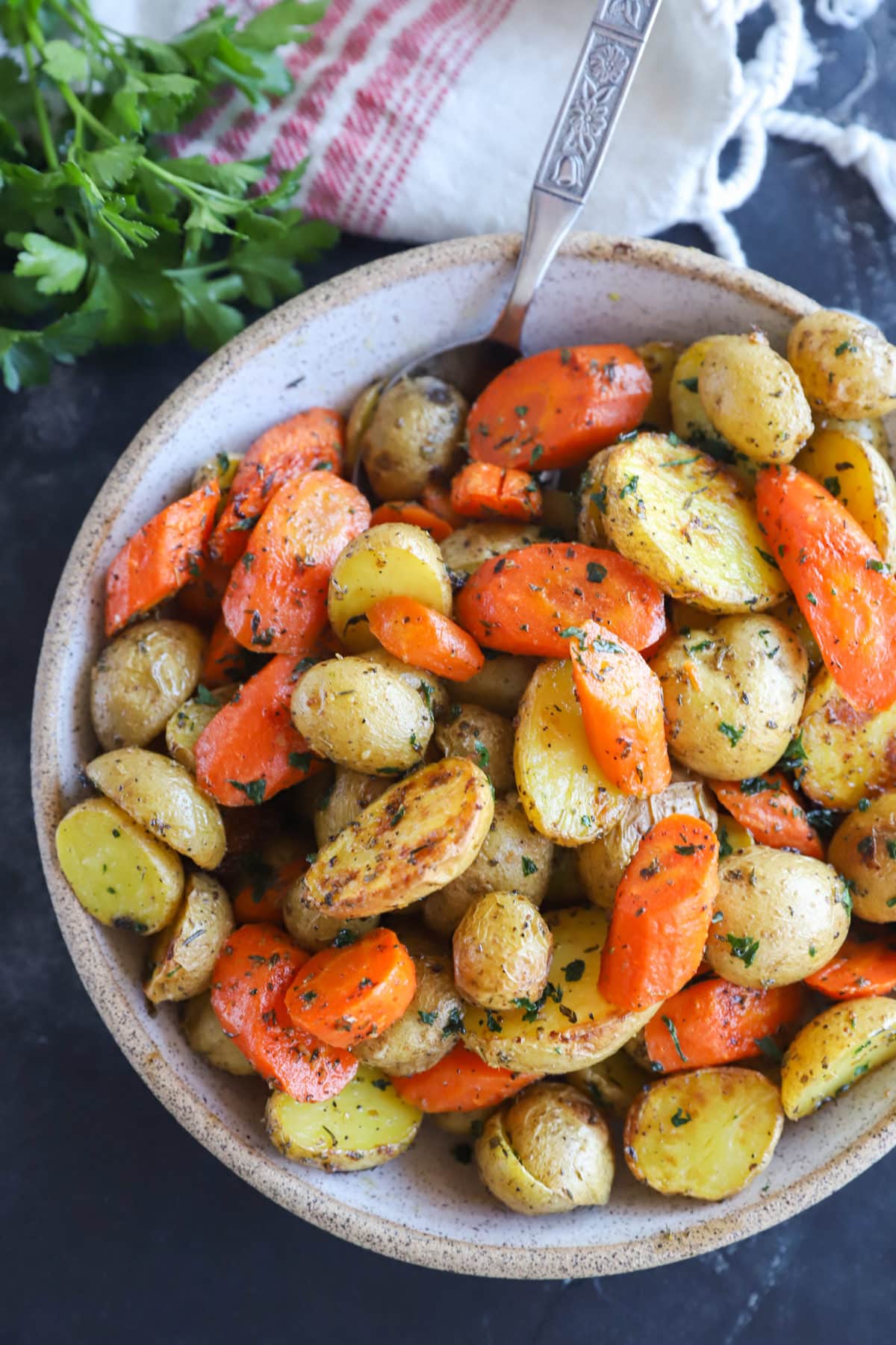 Garlic Butter Oven Roasted Carrots And Potatoes 