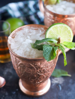 Image of moscow mule in copper mug with mint