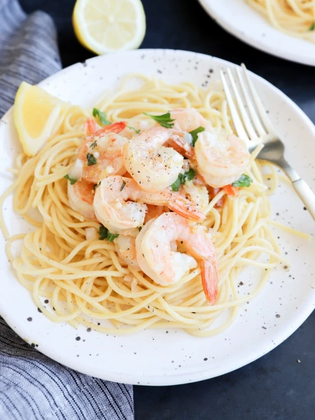 roasted lemon garlic shrimp pasta