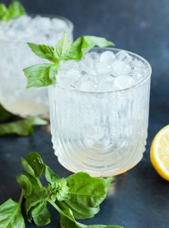 gin basil smash in cocktail glass