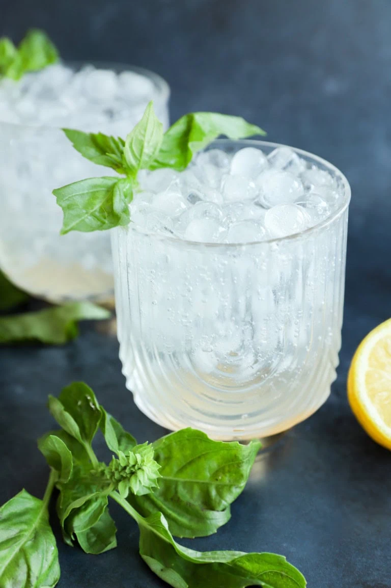 gin basil smash in cocktail glass