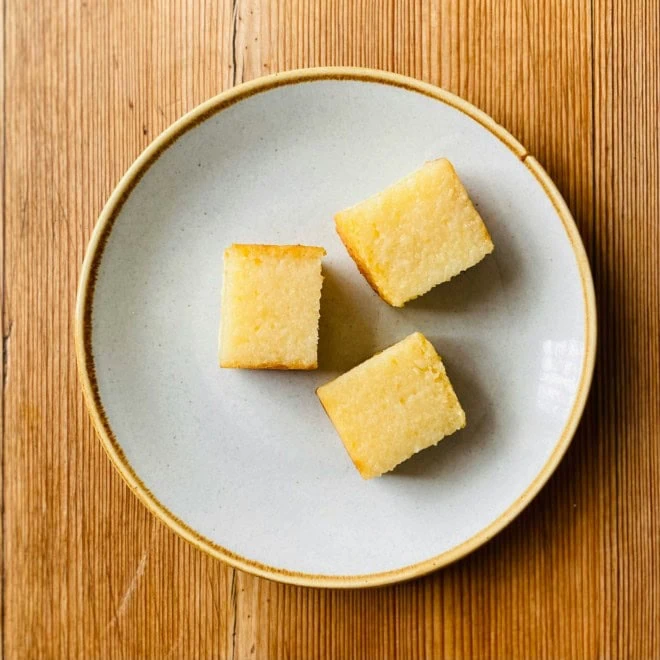 cornbread slices on a plate