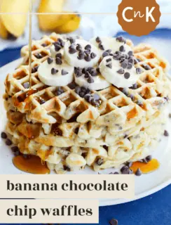 banana chocolate chip waffles pinterest image