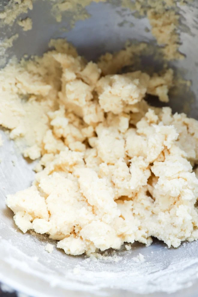 shortbread cookie dough in a bowl