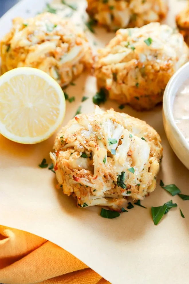 easy seafood appetizer with lemons and fresh parsley