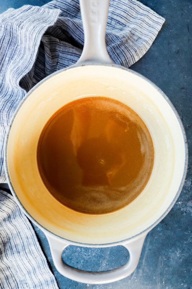 making caramel in a saucepan