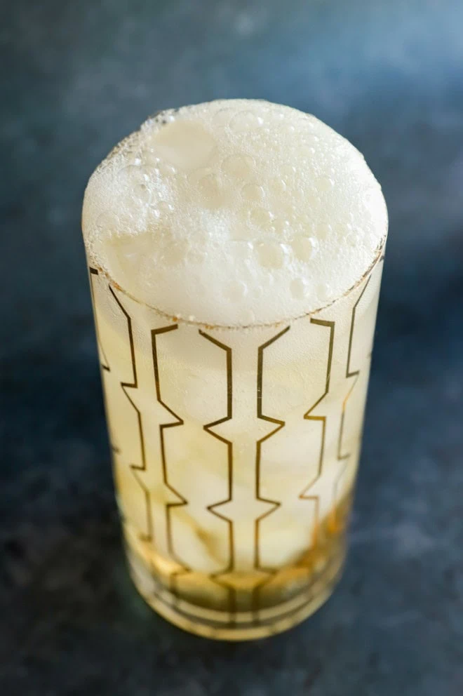 bubbly japanese highball cocktail in a highball glass