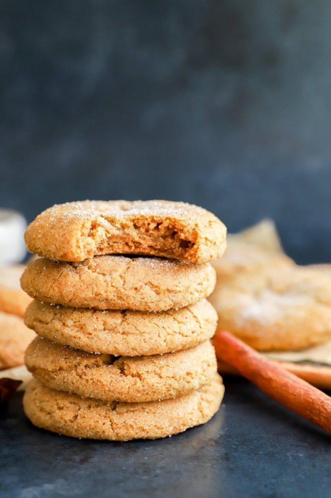 bite taken out of a soft fall cookie in a stack