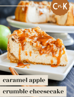 caramel apple crumble cheesecake pinterest image