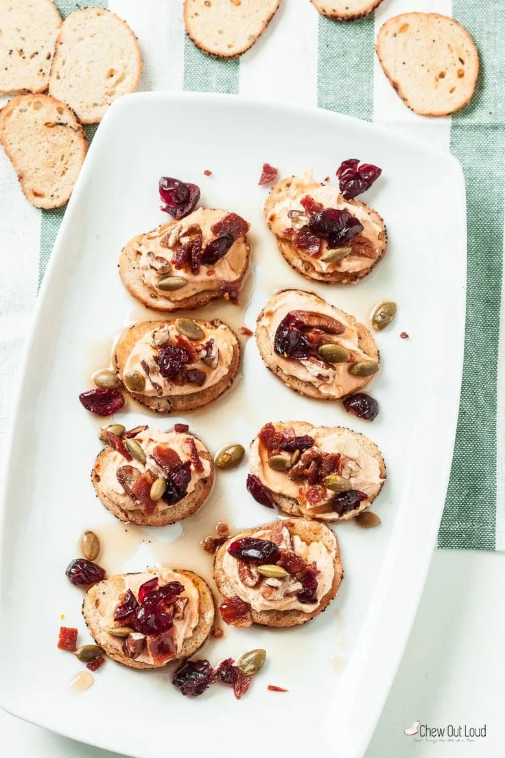 pumpkin bacon goat cheese crostini