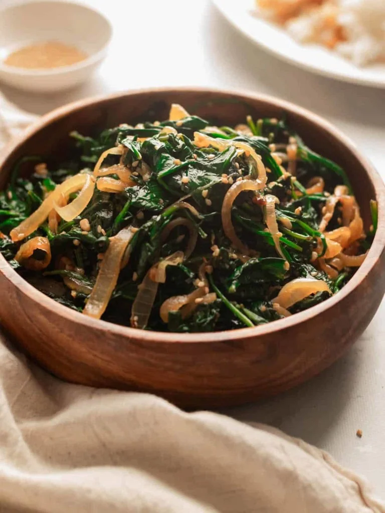 sauteed spinach with onion and garlic