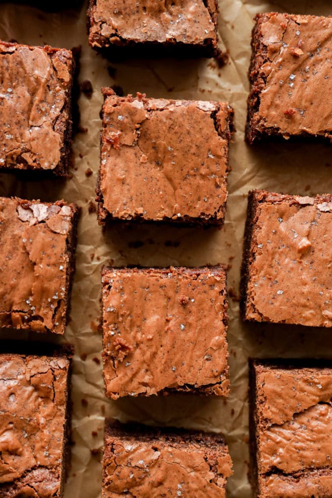 coffee brownies in rows