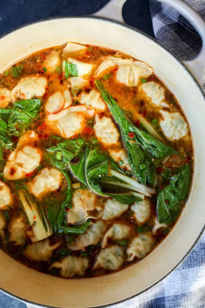 dumpling soup in large pot