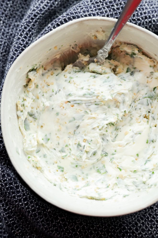 bowl of garlic herb butter