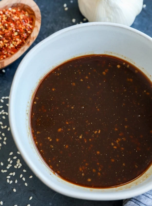 bowl of a marinade for asian pork belly in a bowl