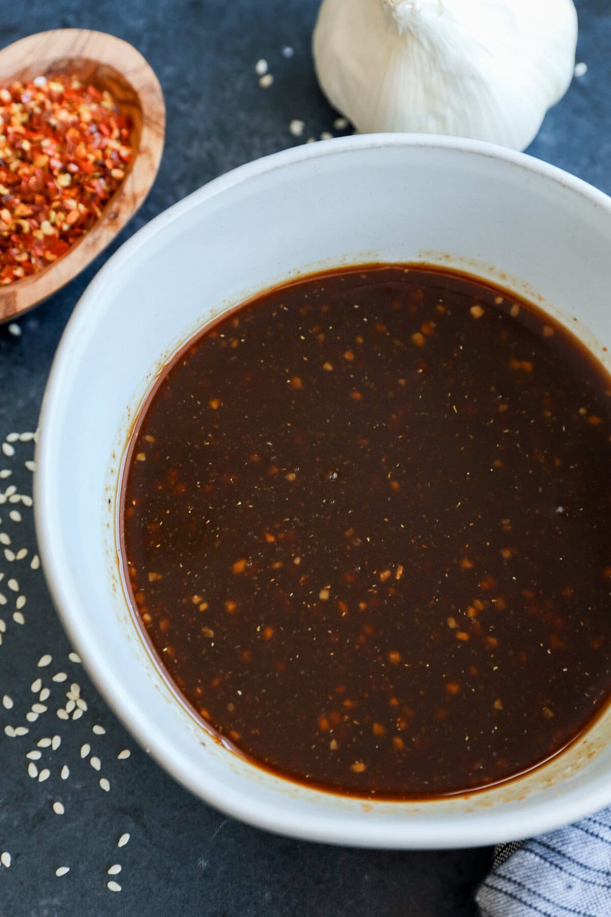 bowl of a marinade for asian pork belly in a bowl