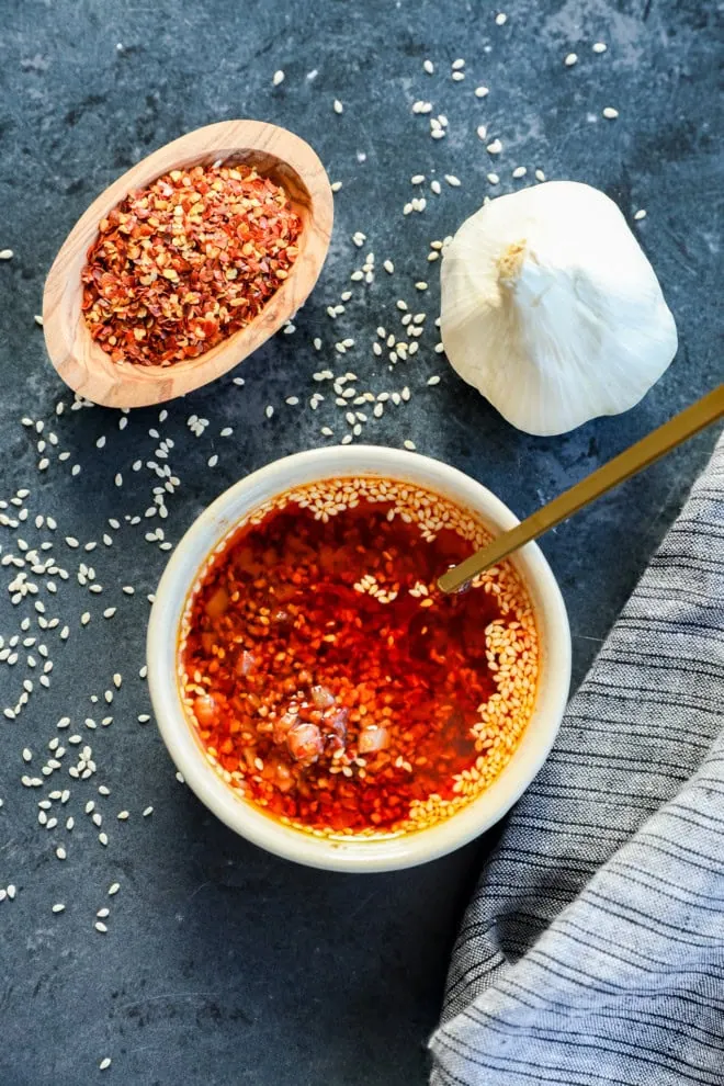 bowl full of chili garlic oil recipe