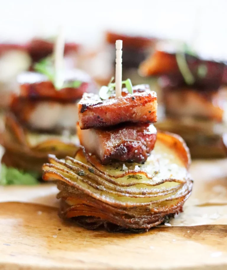 pork belly mini potato stacks